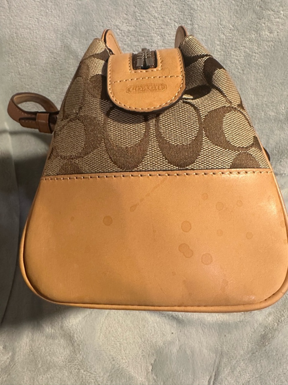 Vintage Y2K COACH 6828 Khaki Signature Mini Satchel Tan Tassel - Picture 6 of 8